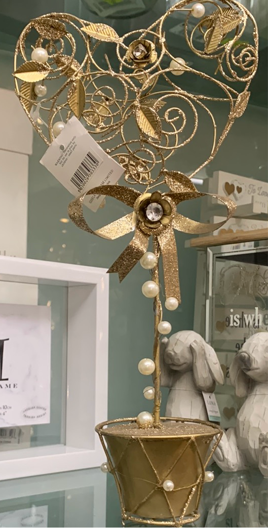 Gold Heart Pearl Flower