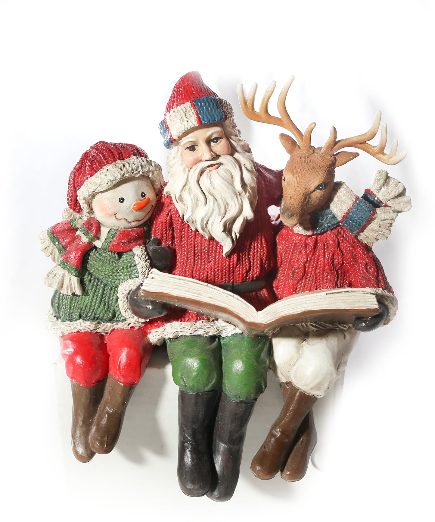 Santa with snowman and Reindeer Shelf Sitter