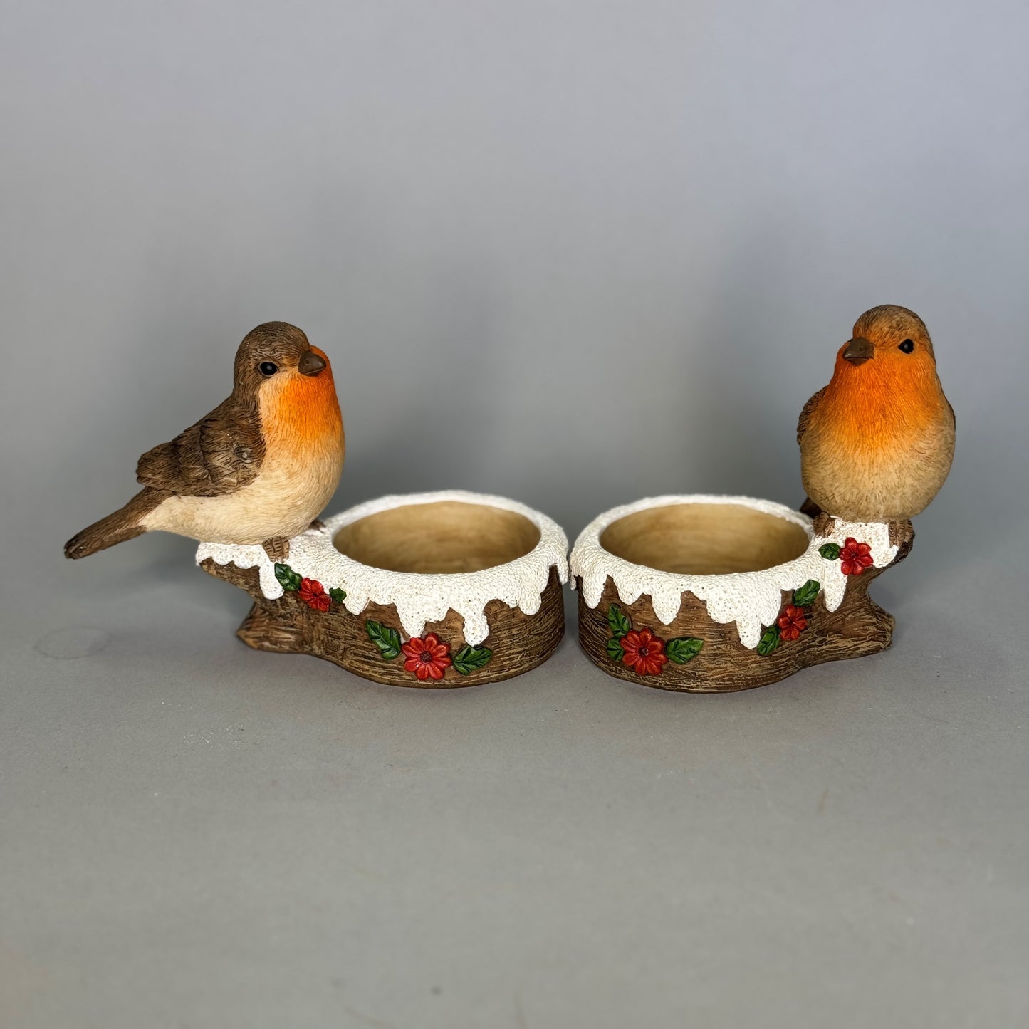Christmas robins w/t light holder 2ass 12.5x6.5x8cm