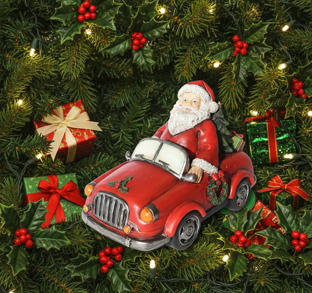 Santa in Red Car LED