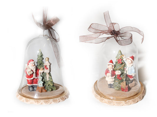 Christmas scene ornament in glass dome