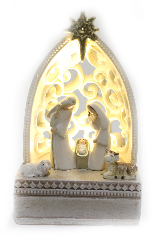 White Nativity with led