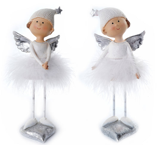 Standing White Angel with Feather Skirt