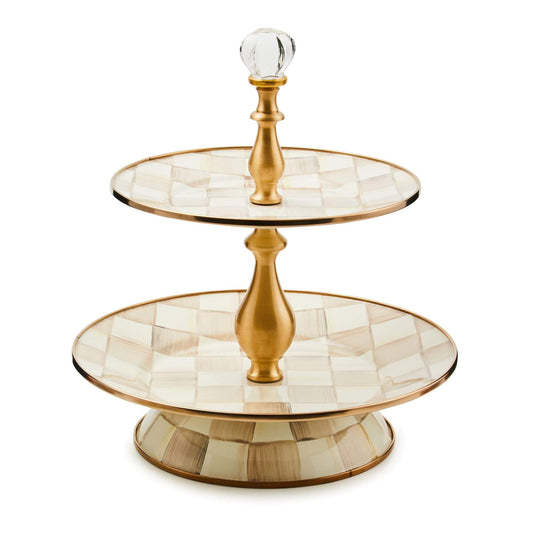 Mocha Check Two Tier Sweet Stand
