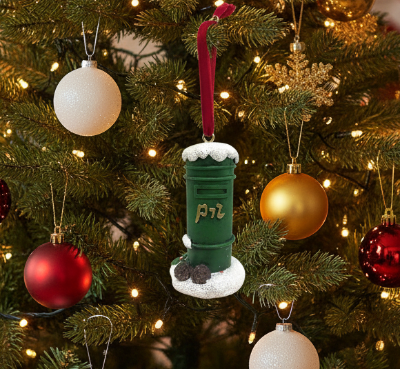 Irish Christmas post box tree trim 4.5x4.5x8cm