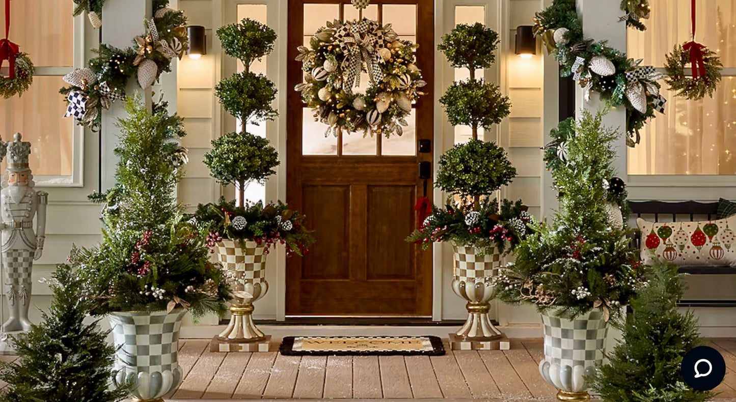 Mocha Check Pedestal Urn