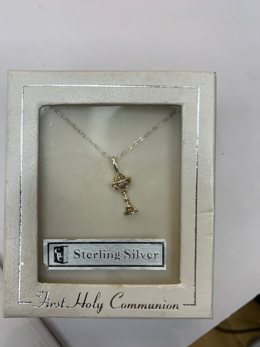 communion sterling silver necklet chalice first communion