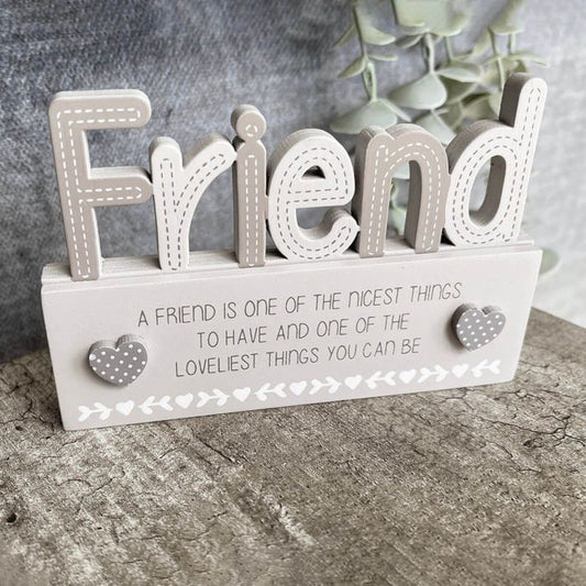 FRIEND CUTOUT BLOCK GREY WOOD