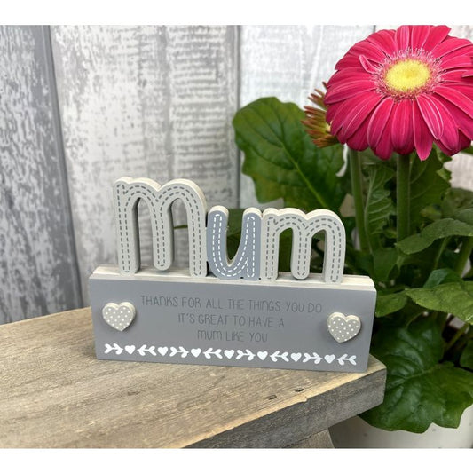 MUM CUTOUT BLOCK GREY WOOD