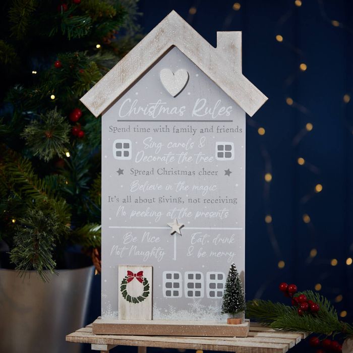 XMAS RULES HOUSE PLAQUE