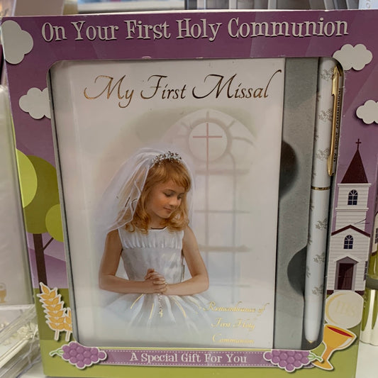 communion girl gift set / book & pen