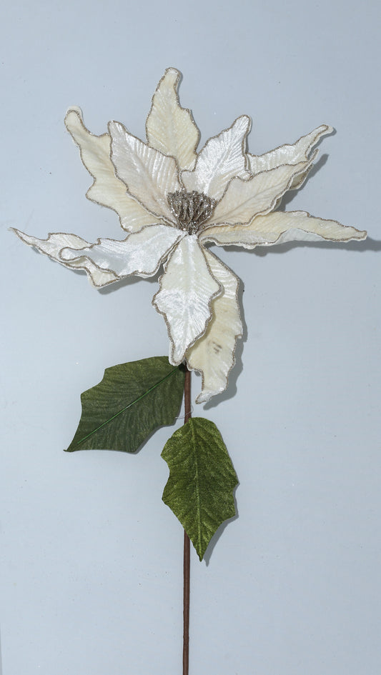 Velvet Ponsettia with glitter branch 66x25cm
