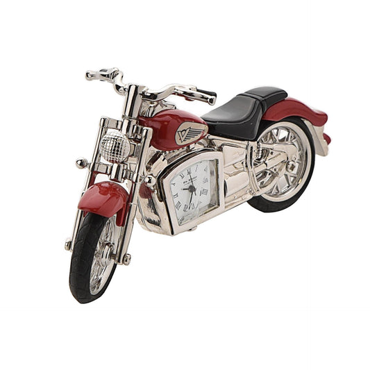 Miniature Clock - Red Indian Style Motorbike