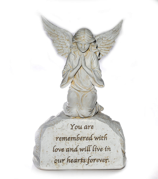 Memorial Angel kneeling & praying on headstone