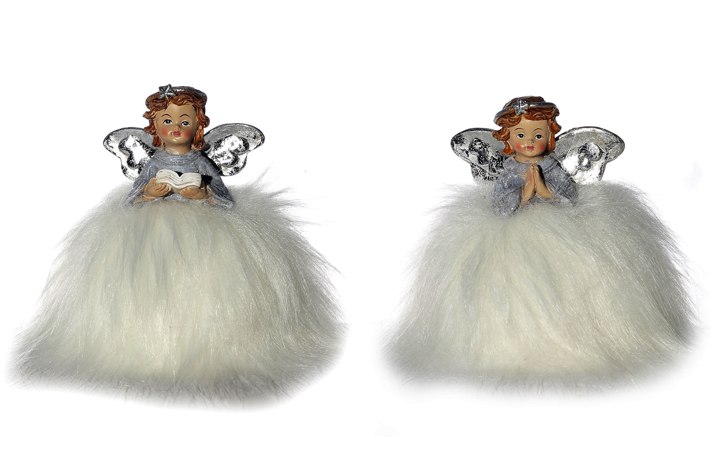 Medium Silver/grey Angels with faux fur 2 ass