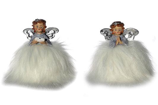 Medium Silver/grey Angels with faux fur 2 ass