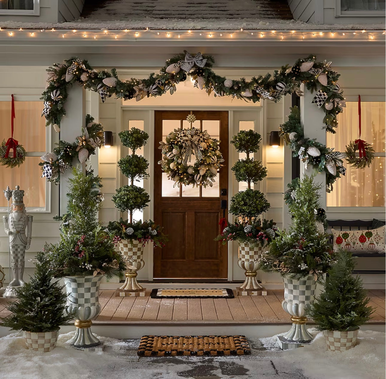 Mocha Check Pedestal Urn