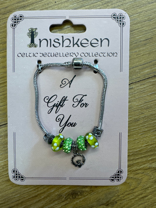 Inishkeen Celtic Jewellery Bangle Claddagh Green