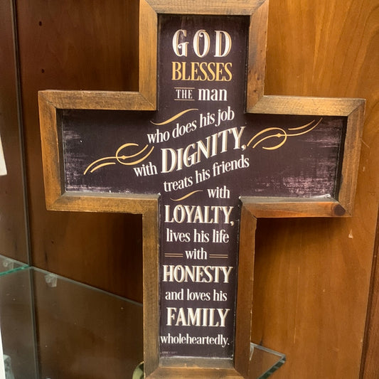 Wood Cross god blesses the man