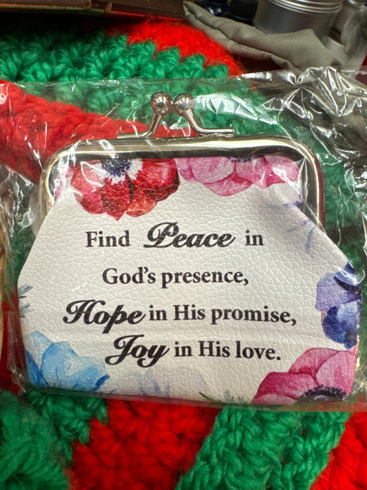 Purse/White/Bonded Leather peace in gods presence
