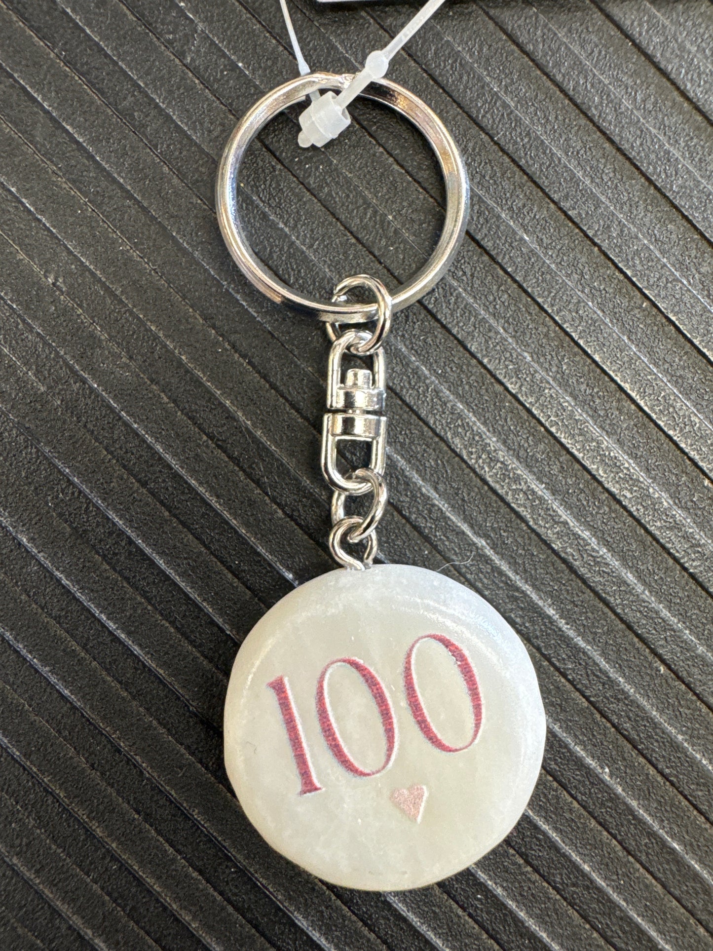 100th Birthday Marble Stone Key Ring