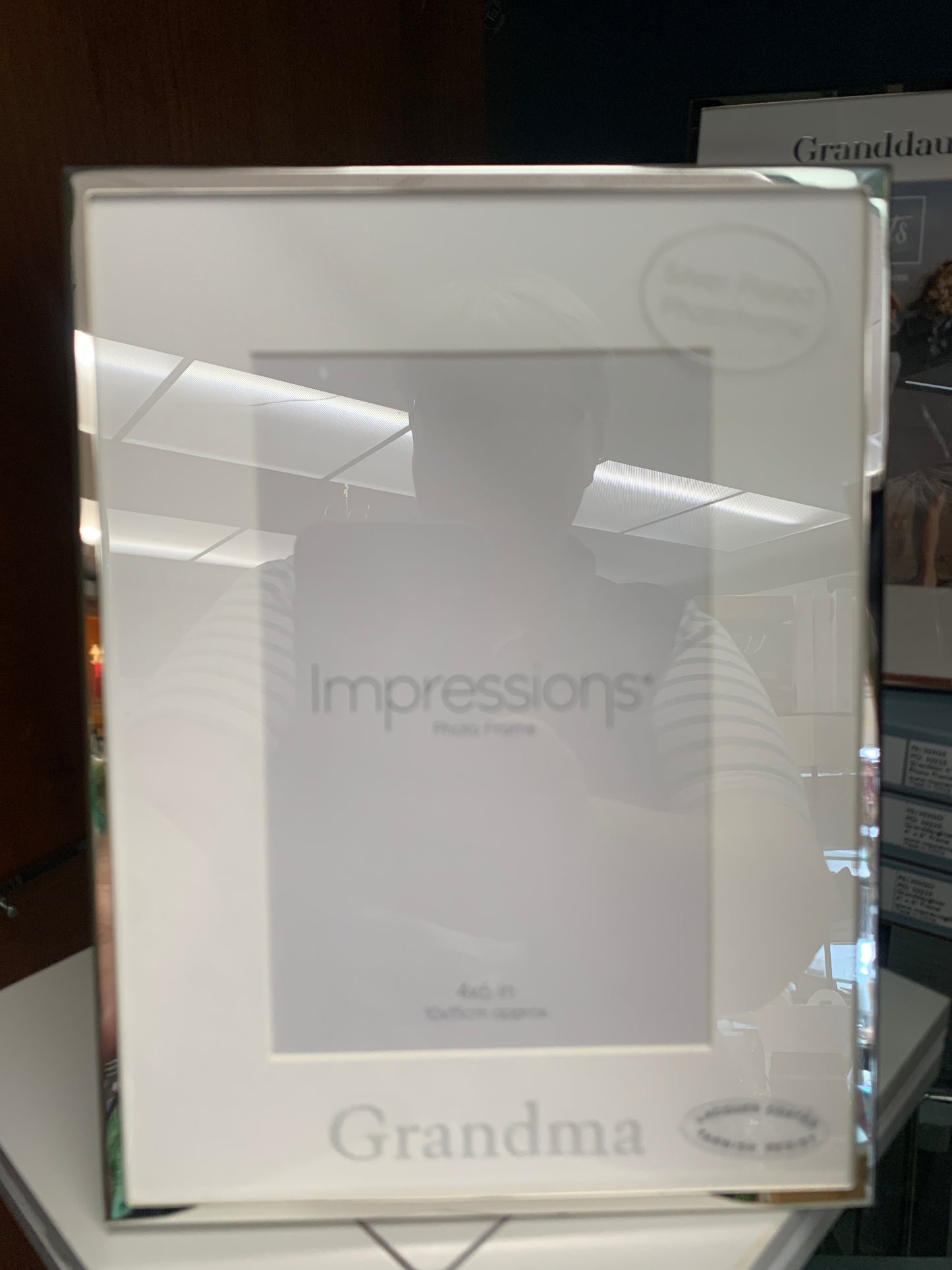 Silverplated Photo Frame White Border 4" x 6" Grandma