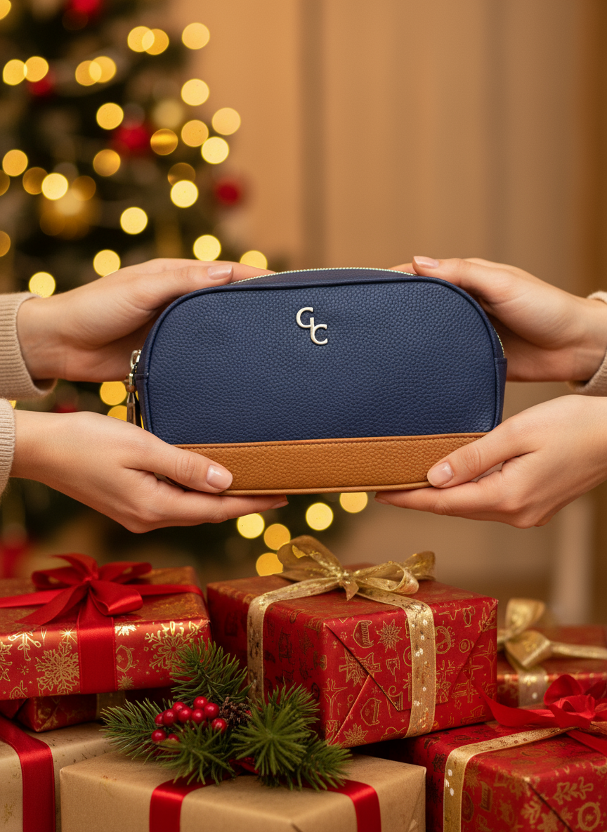 Galway Crystal Two Tone Cross Body Bag Navy & Tan