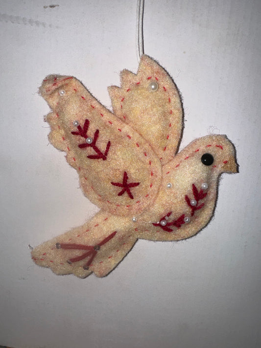 Cream Bird Felt Tree Ornament