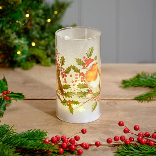 CHRISTMAS ROBIN CYLINDER LED