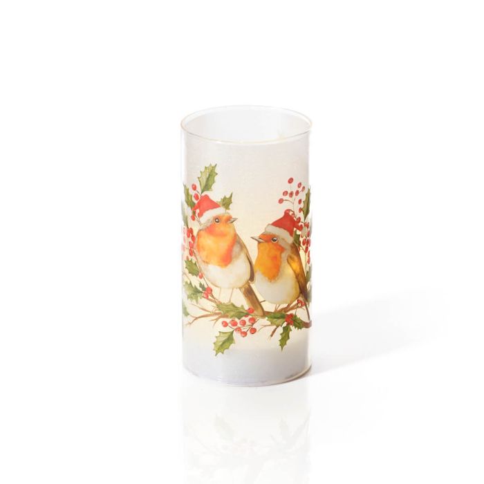 CHRISTMAS ROBIN CYLINDER LED