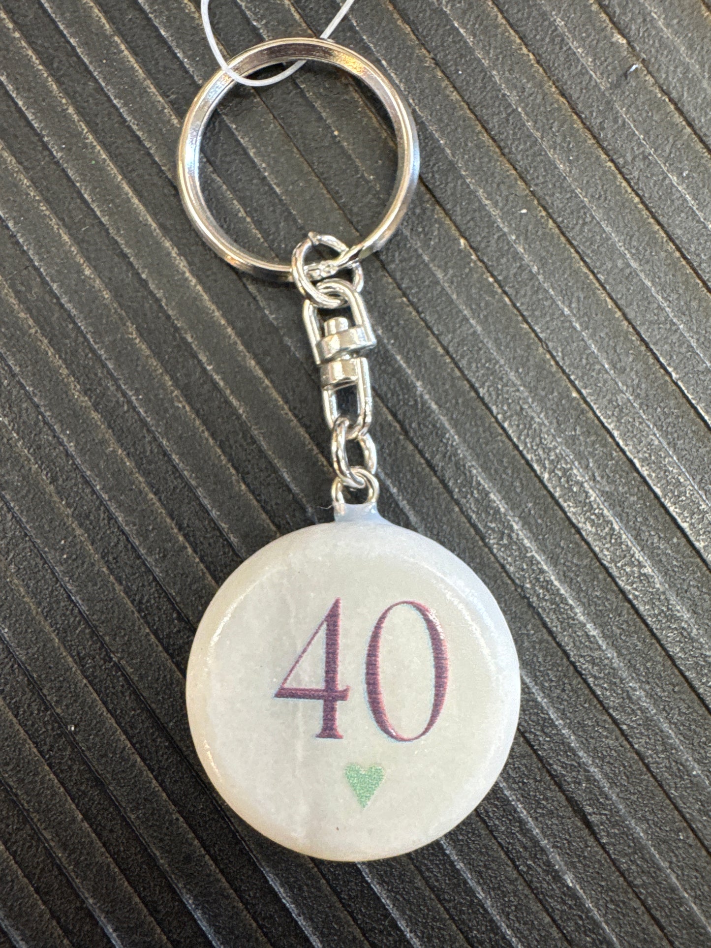 40th Birthday Marble Stone Key Ring