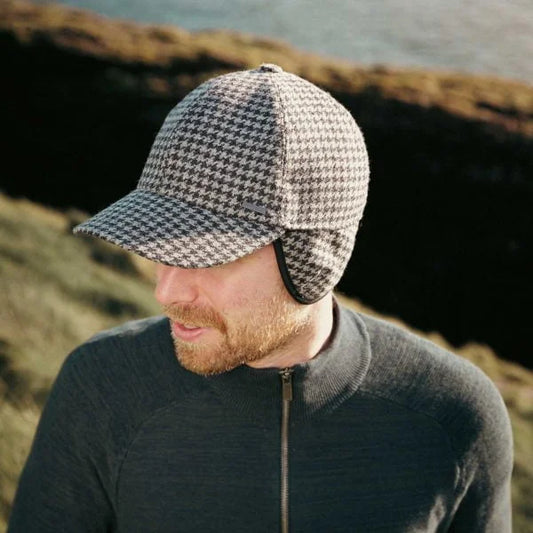 Baseball - Baseball Caps with ear flaps Grey Charcoal Houndstooth S/56/6⅞