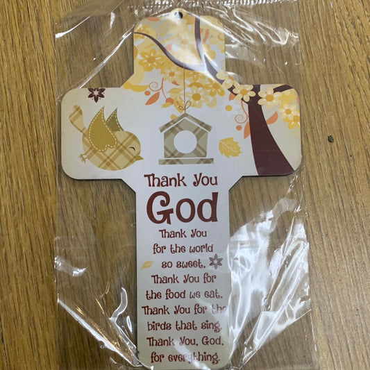wood cross 6" / Thank You God