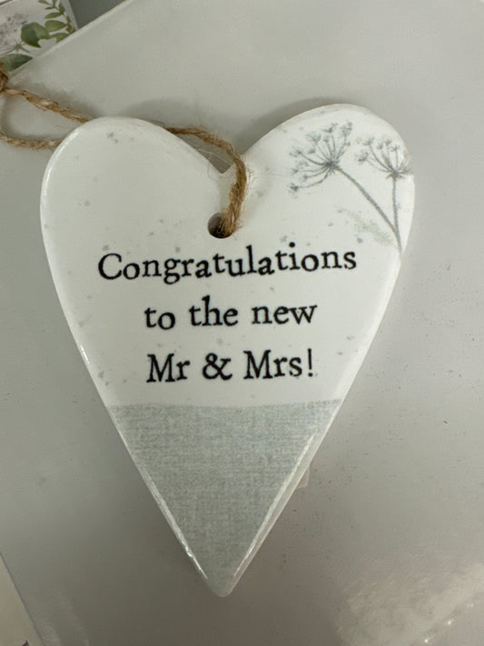 Ceramic Heart - Mr & Mrs Hanging Ornament