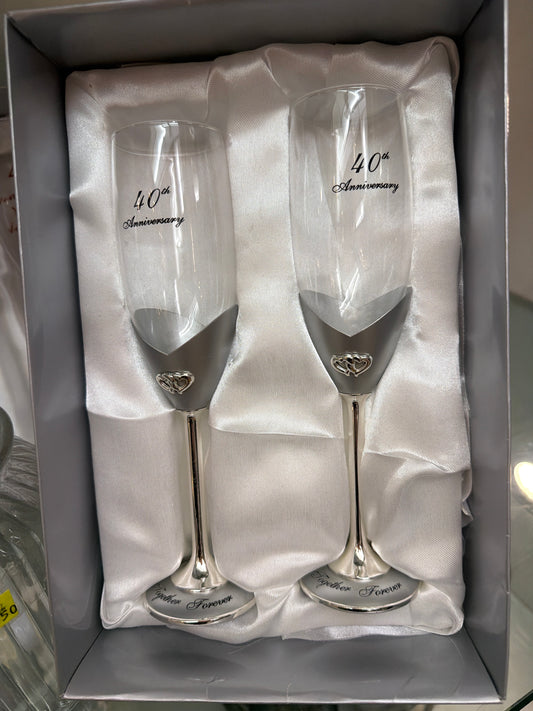 40th Anniversary Champagne Flutes Set of 2 (Copy)