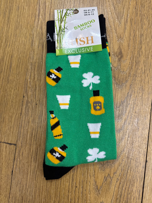 Bamboo Socks Shamrocks Bottles