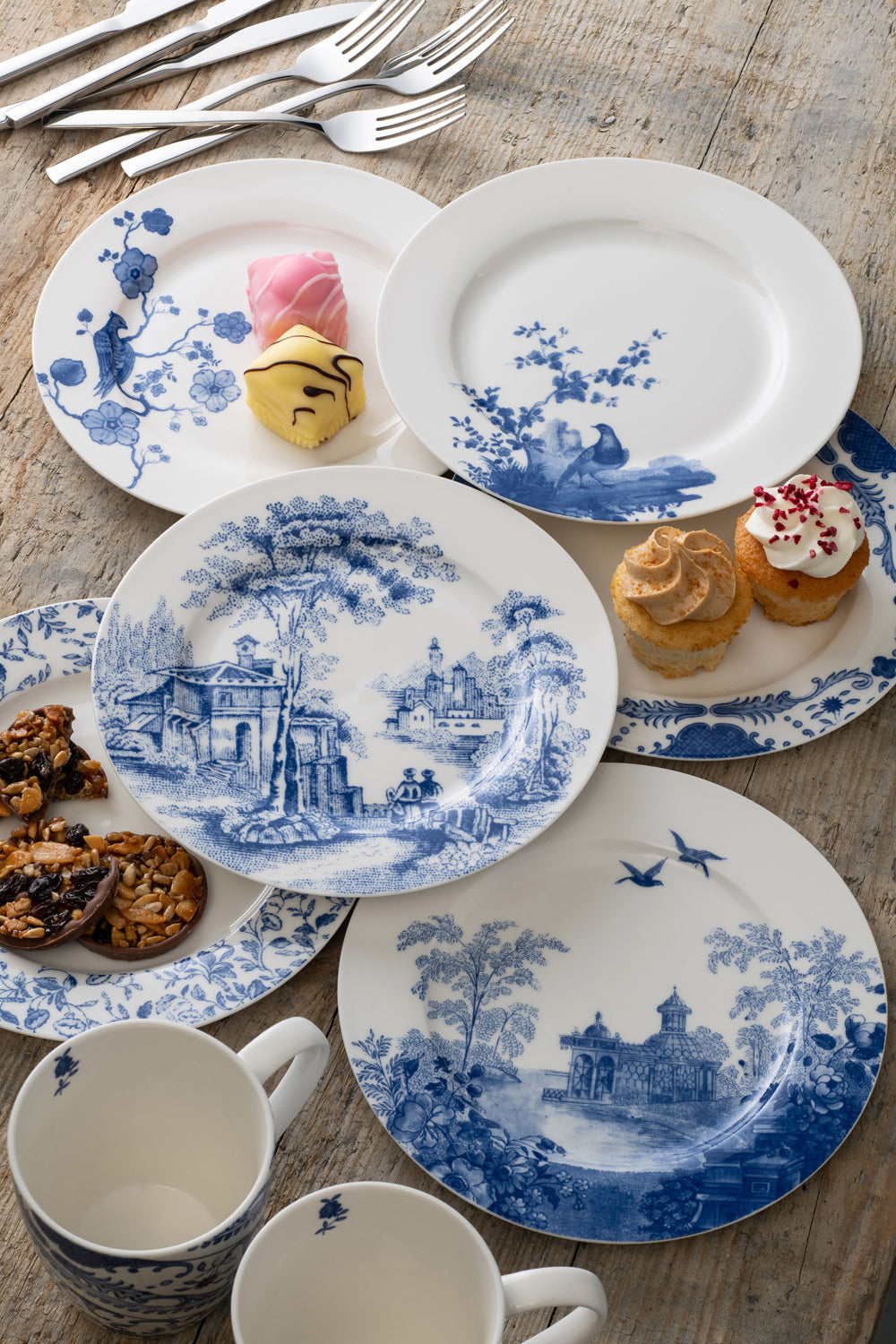 Aynsley Archive Blue Tea Plates Set of 6