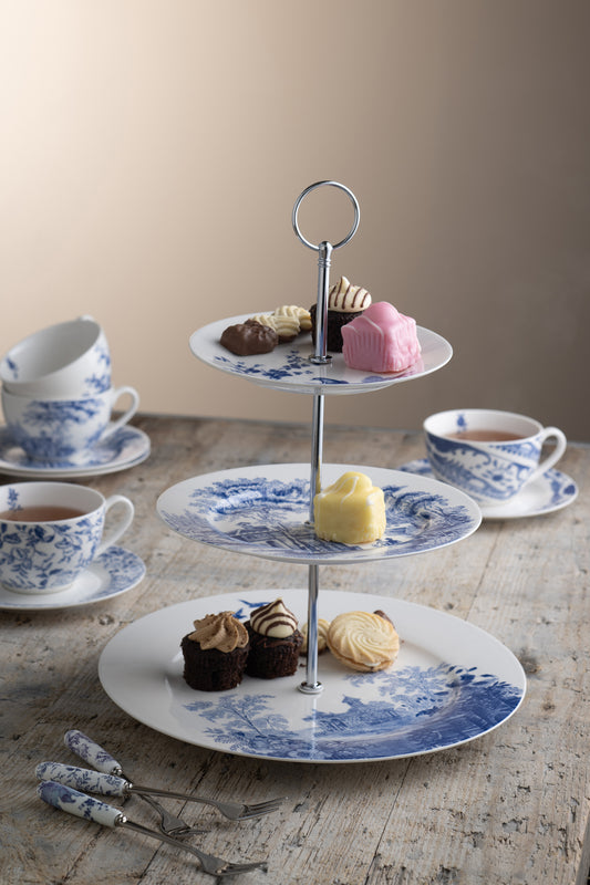 Aynsley Archive Blue 3 Tier Cake Stand