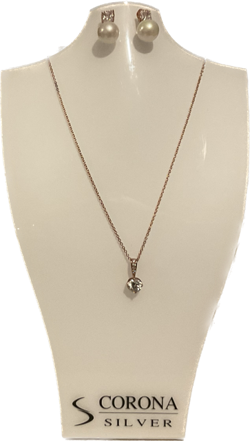Silver pendant CZ Rose Plating