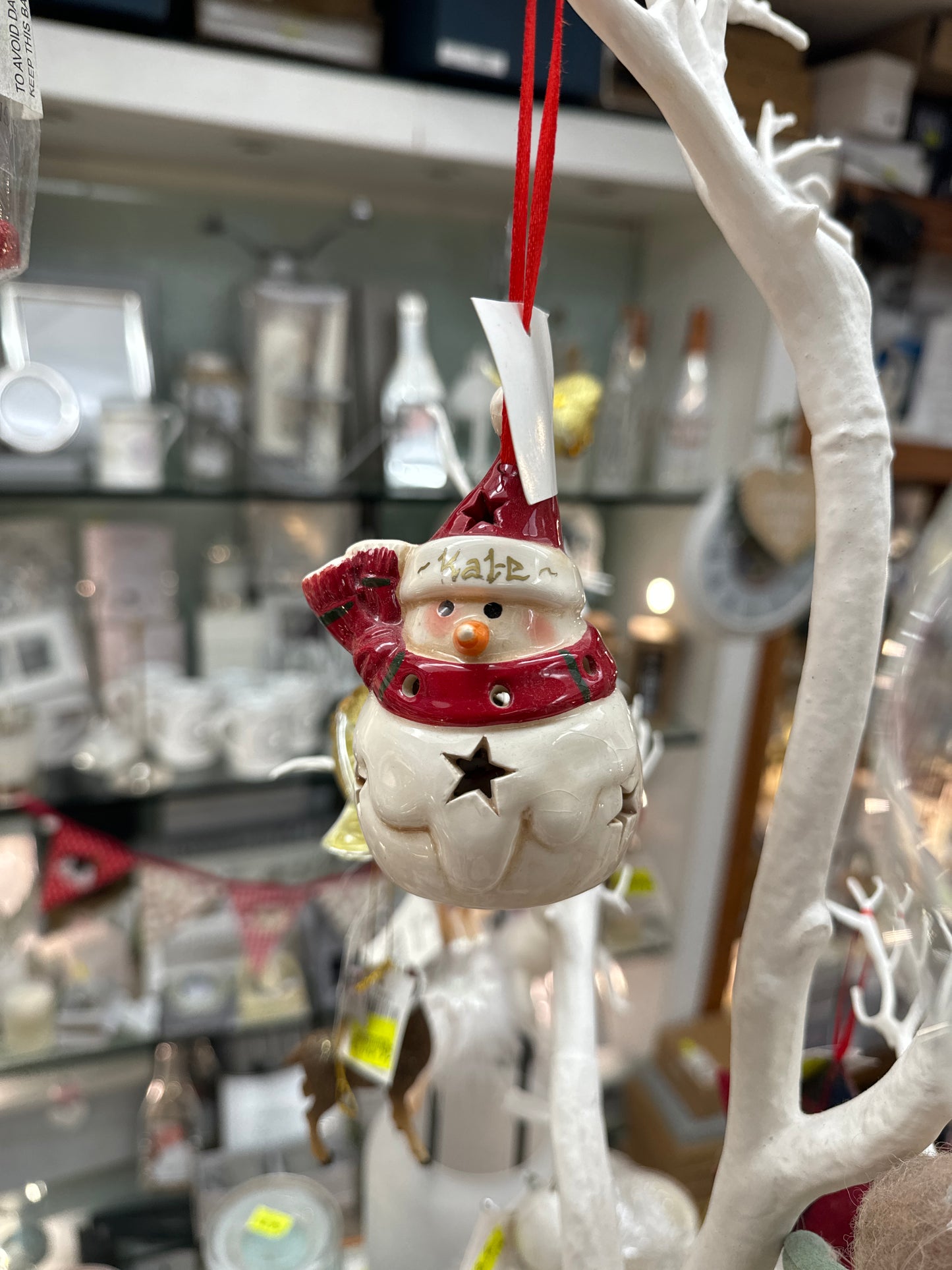 Personalised LED Snowman tree ornament