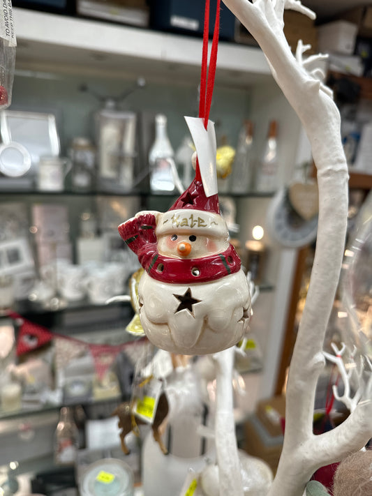 Personalised LED Snowman tree ornament