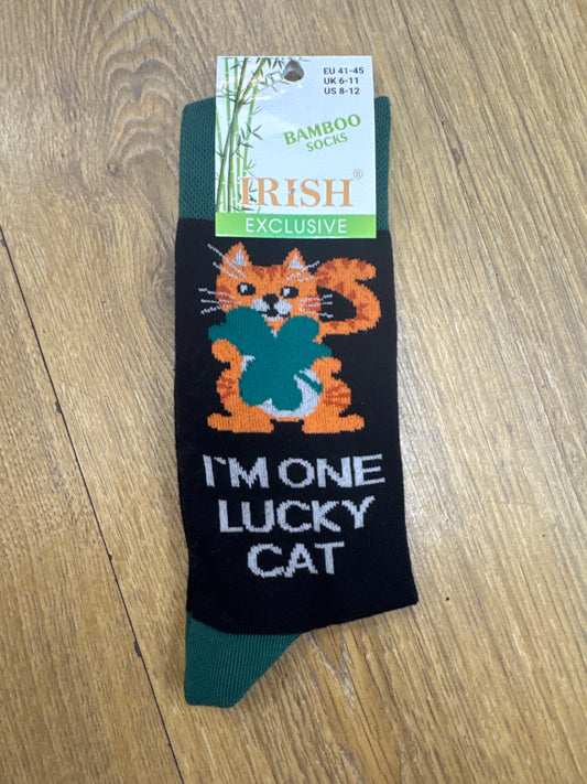 Bamboo Socks I’m One Lucky Cat