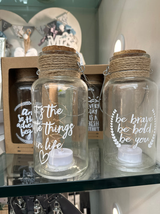 LED Positivity Glass Jars