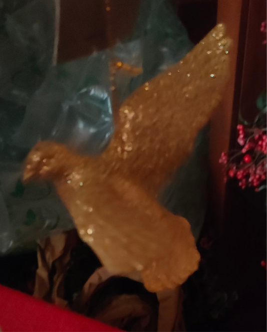 Gisela Graham Christmas Tree Hanging Ornament Gold Glitter Bird