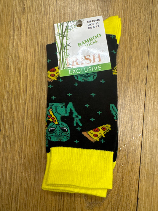 Bamboo Socks Aliens & Pizza