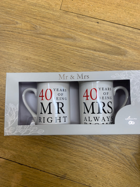 Set of 2 White Mugs - 40Years