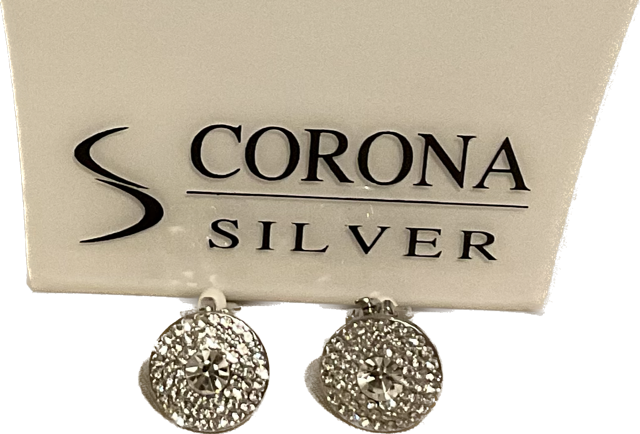 Diamante silver clip-ons