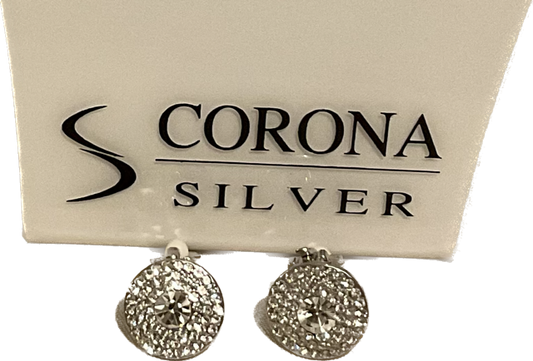 Diamante silver clip-ons