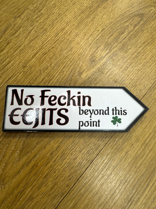 No Feckin Eejits Road Sign Wooden