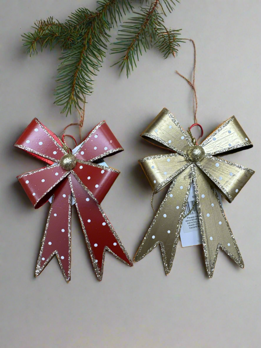 XMAS METAL POLKA BOW DÉCOR